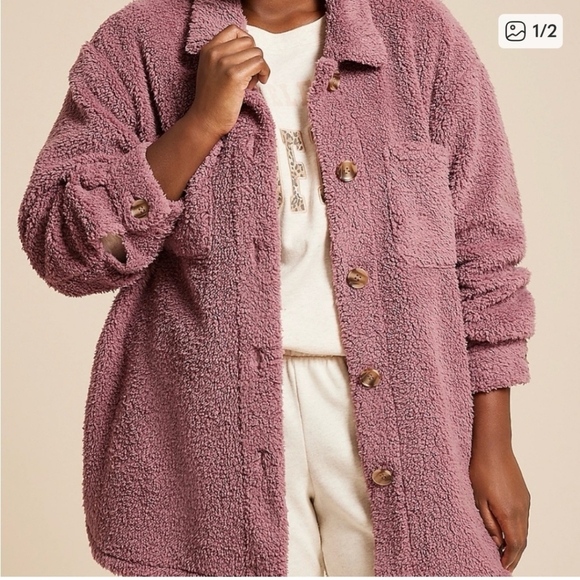 Maurices Plush Mauve Or Tan Sherpa Jacket - Picture 1 of 4